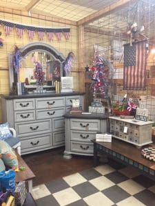 Vintage Gray Repainted Dresser with Mirror and bedside table