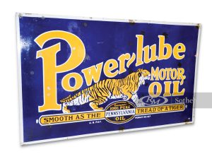 Pennsylvania-Oil-Power-Lube-Motor-Oil-White-Tiger-Selling Porcelain Vintage Signs